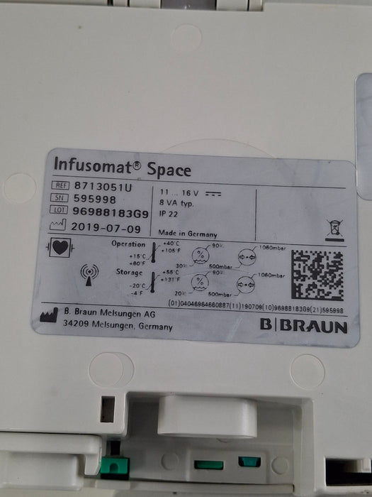 B. Braun Infusomat Space w/Pole Clamp Infusion Pump