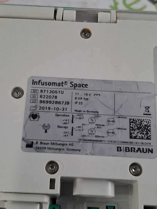 B. Braun Infusomat Space w/Pole Clamp & AC Adapter Infusion Pump