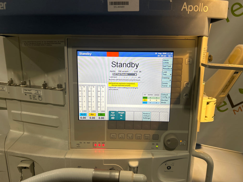 Draeger Medical Apollo Anesthesia Machine