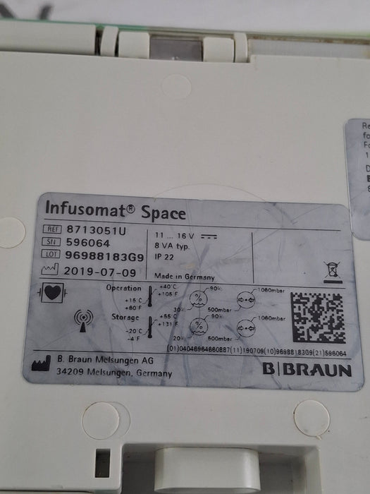 B. Braun Infusomat Space w/Pole Clamp Infusion Pump