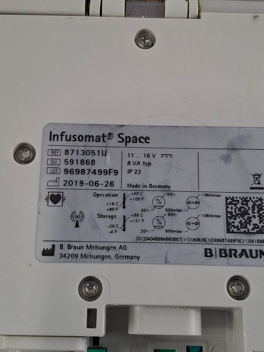 B. Braun Infusomat Space w/Pole Clamp Infusion Pump