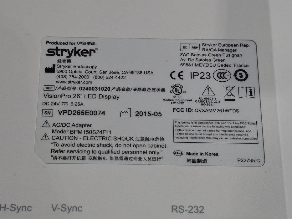 Stryker VisionPro 26" LED Display Monitor