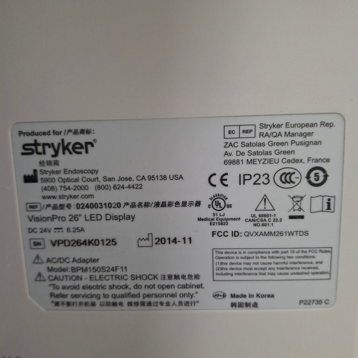 Stryker VisionPro 26" LED Display Monitor