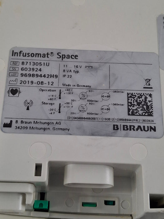 B. Braun Infusomat Space w/Pole Clamp Infusion Pump