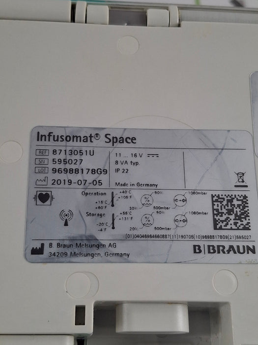 B. Braun Infusomat Space w/Pole Clamp Infusion Pump