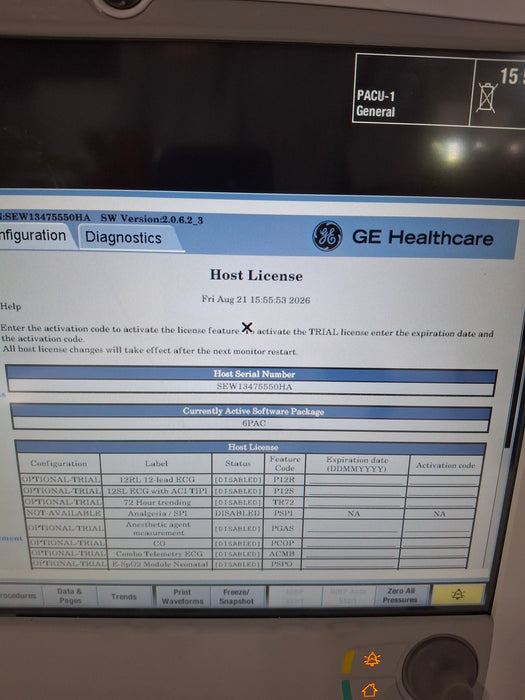 GE Healthcare Carescape B650 Post Anesthesia Care Patient Monitor
