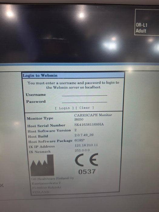 GE Healthcare Carescape B650 Anesthesia Care Patient Monitor