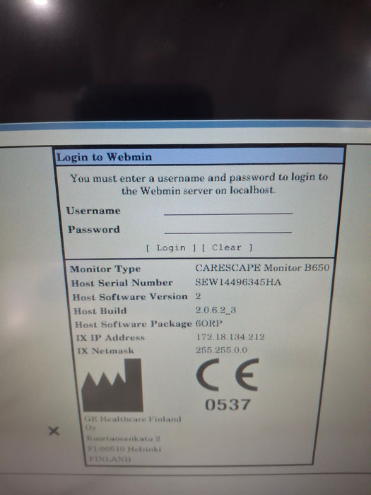 GE Healthcare Carescape B650 Anesthesia Care Patient Monitor