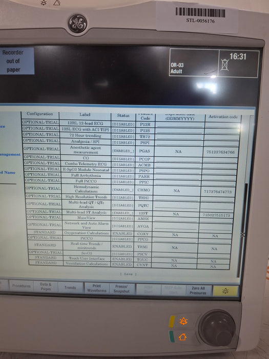GE Healthcare Carescape B650 Anesthesia Care Patient Monitor
