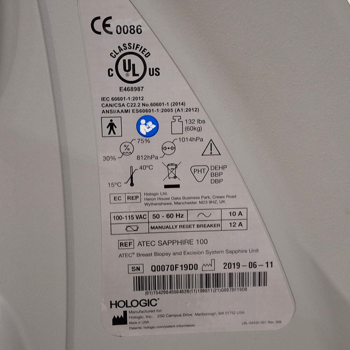 Hologic, Inc. Atec Sapphire breast biopsy machine