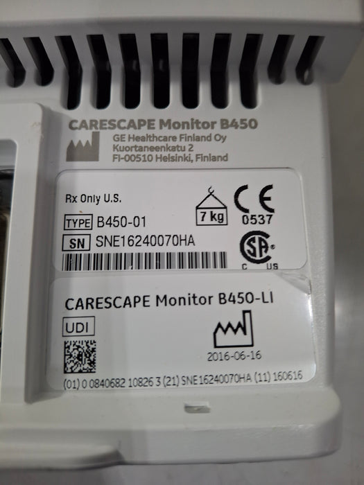 GE Healthcare Carescape B450 Emergency Care Patient Monitor