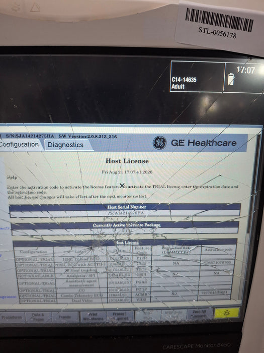GE Healthcare Carescape B450 Critical Care Patient Monitor