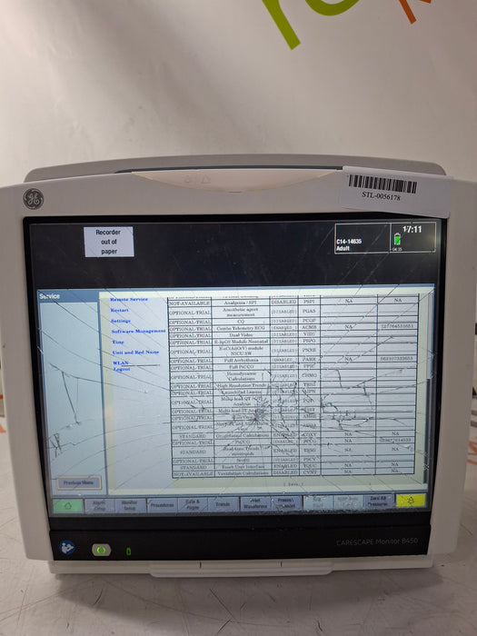 GE Healthcare Carescape B450 Critical Care Patient Monitor