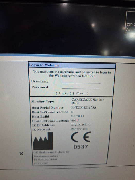 GE Healthcare Carescape B450 Patient Monitor
