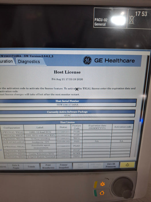 GE Healthcare Carescape B650 Post Anesthesia Care Patient Monitor