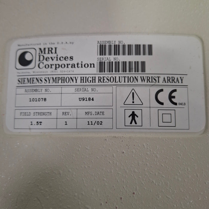 MRI Devices Corporation 101078 Siemens Symphony High Resolution Wrist Array