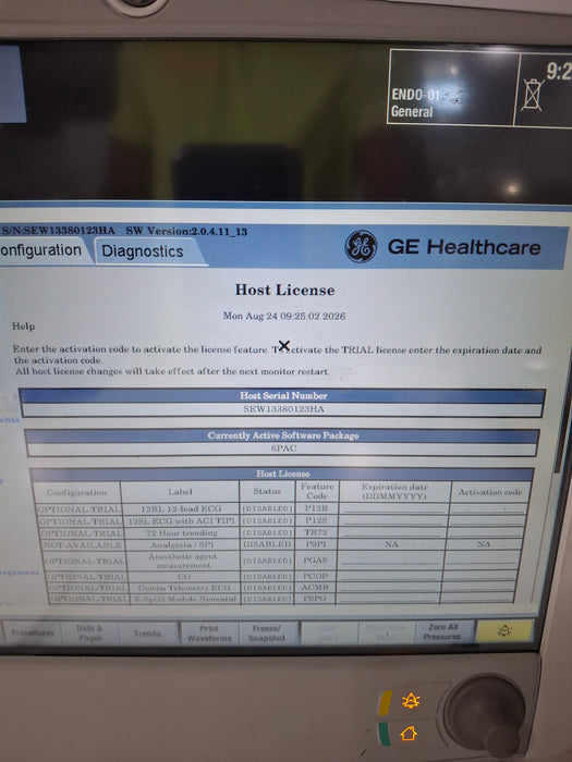GE Healthcare Carescape B450 Post Anesthesia Care Patient Monitor