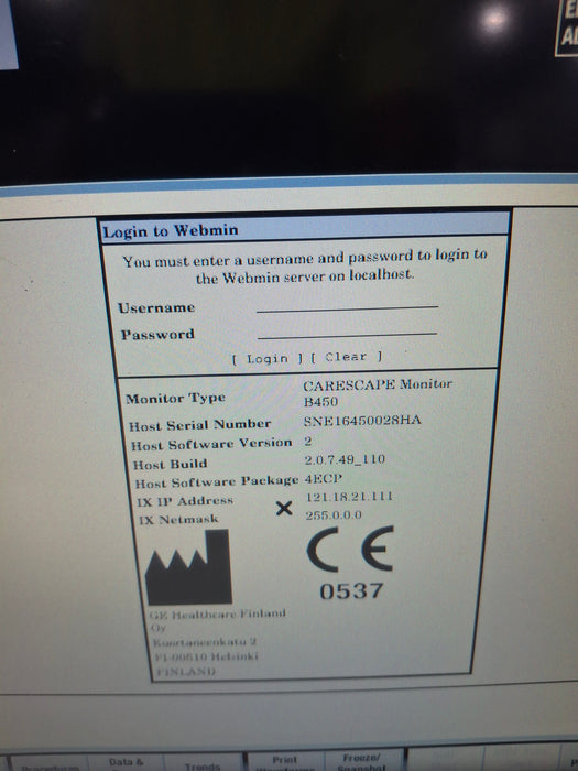 GE Healthcare Carescape B450 Emergency Care Patient Monitor