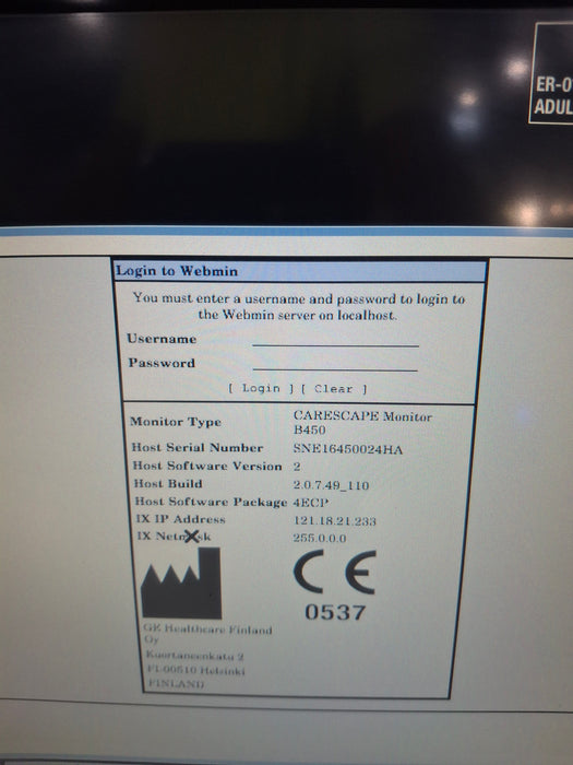 GE Healthcare Carescape B450 Emergency Care Patient Monitor