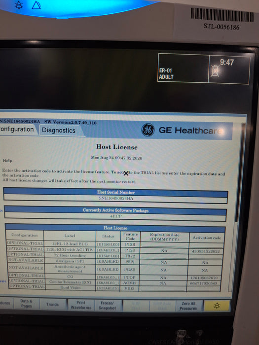 GE Healthcare Carescape B450 Emergency Care Patient Monitor