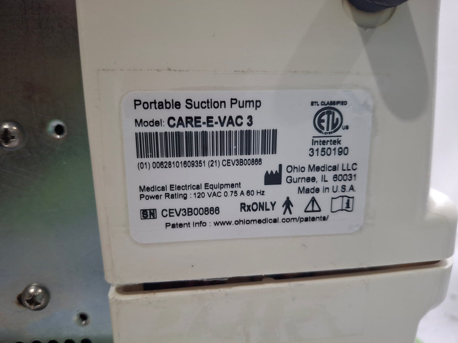 Ohio Medical Corporation Care-E-Vac 3 Portable Suction System