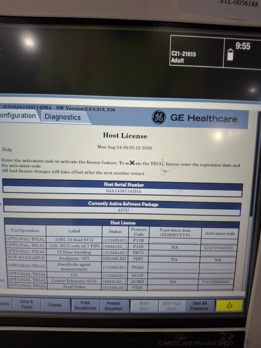 GE Healthcare Carescape B450 Critical Care Patient Monitor