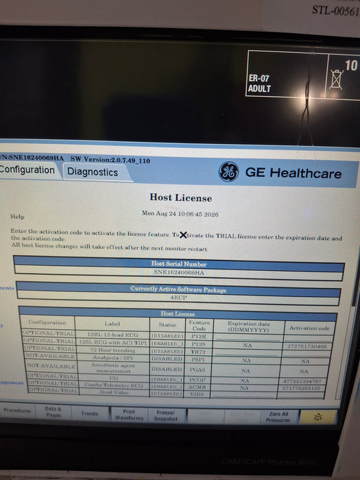 GE Healthcare Carescape B450 Emergency Care Patient Monitor