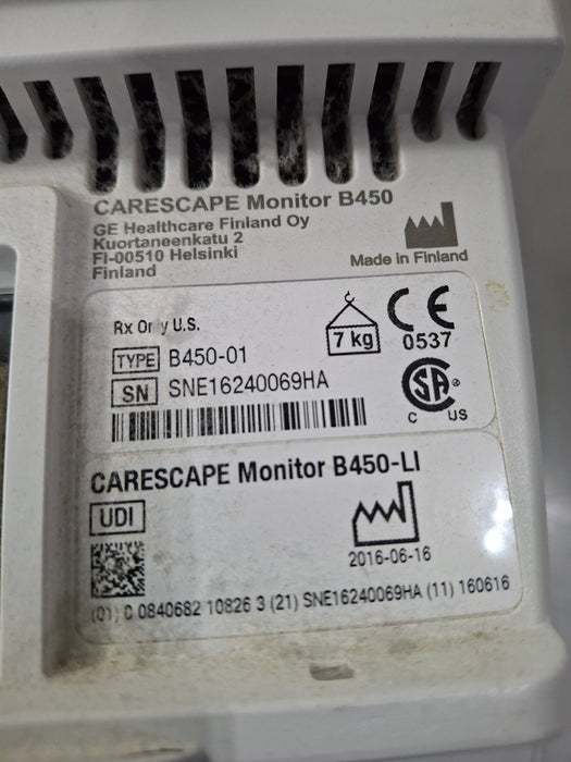 GE Healthcare Carescape B450 Emergency Care Patient Monitor