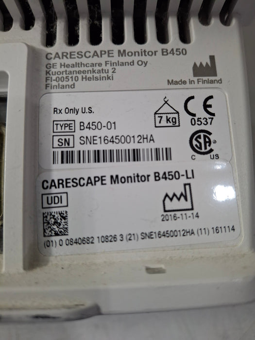 GE Healthcare Carescape B450 Emergency Care Patient Monitor