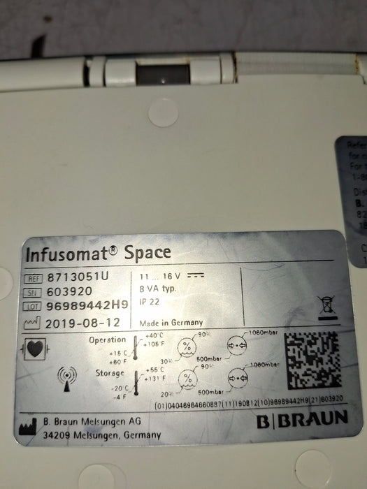 B. Braun Infusomat Space w/Pole Clamp Infusion Pump