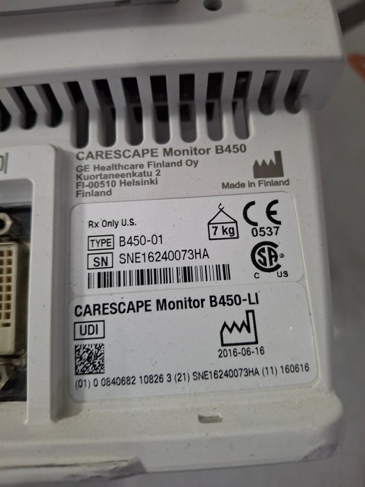 GE Healthcare Carescape B450 Emergency Care Patient Monitor