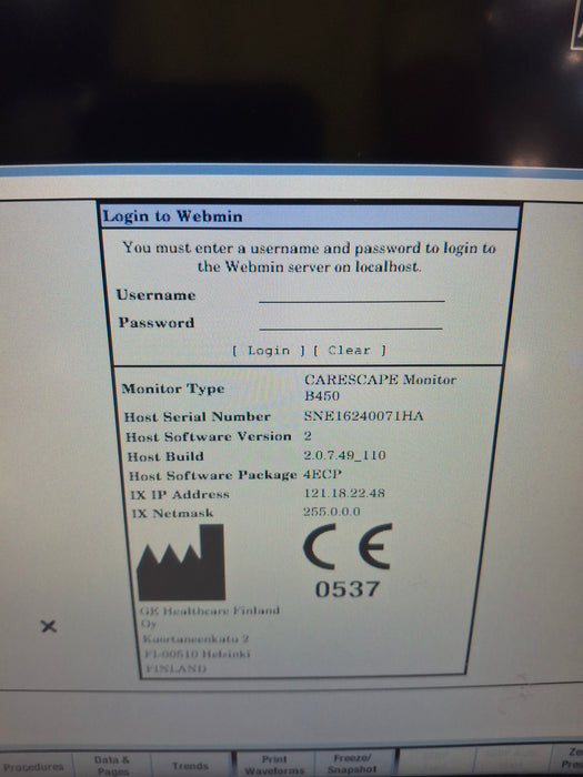 GE Healthcare Carescape B450 Emergency Care Patient Monitor
