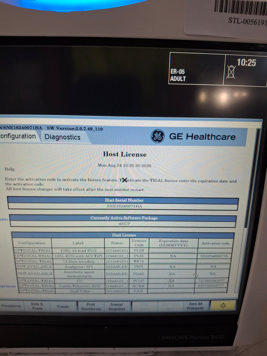 GE Healthcare Carescape B450 Emergency Care Patient Monitor