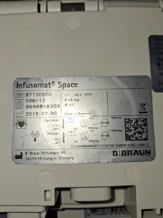 B. Braun Infusomat Space w/Pole Clamp Infusion Pump