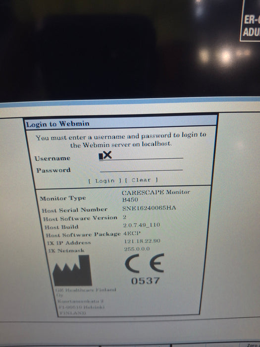 GE Healthcare Carescape B450 Emergency Care Patient Monitor