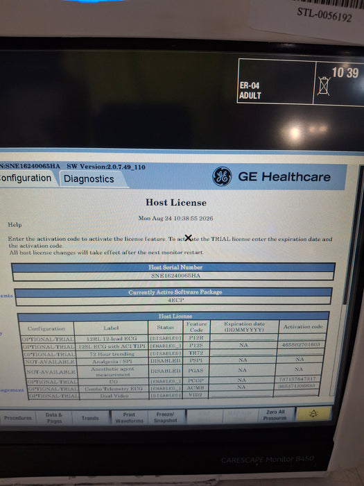 GE Healthcare Carescape B450 Emergency Care Patient Monitor