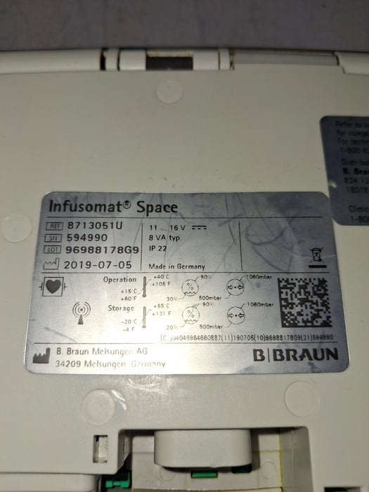 B. Braun Infusomat Space w/Pole Clamp Infusion Pump