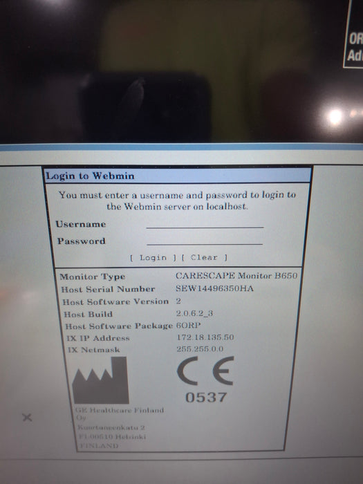 GE Healthcare Carescape B650 Anesthesia Care Patient Monitor