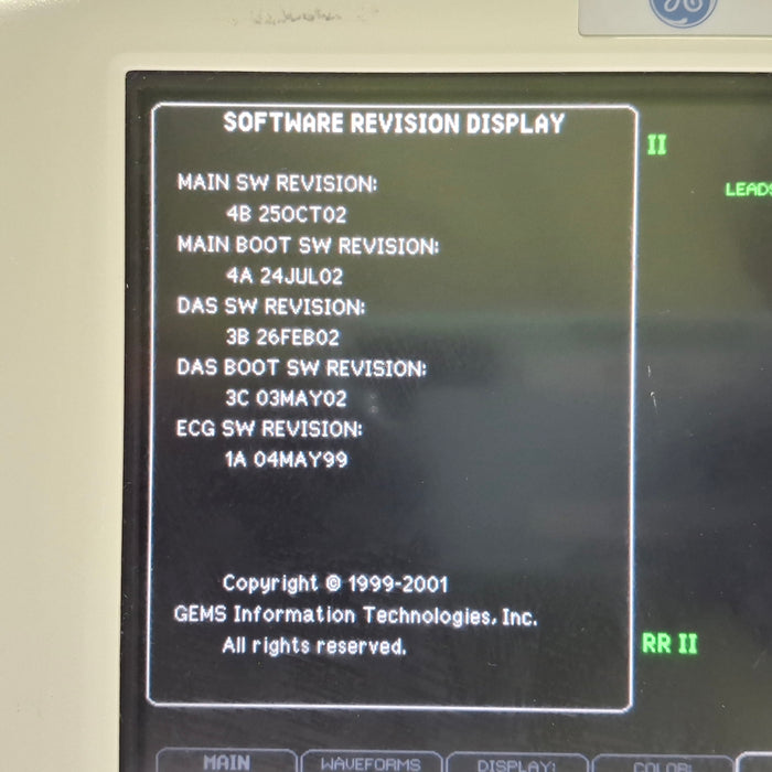 GE Healthcare Dash 3000 - Masimo SpO2 Patient Monitor