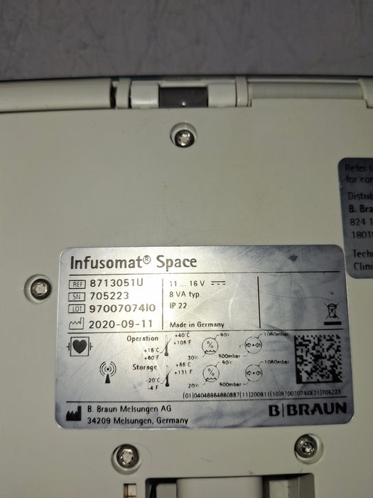 B. Braun Infusomat Space w/Pole Clamp Infusion Pump