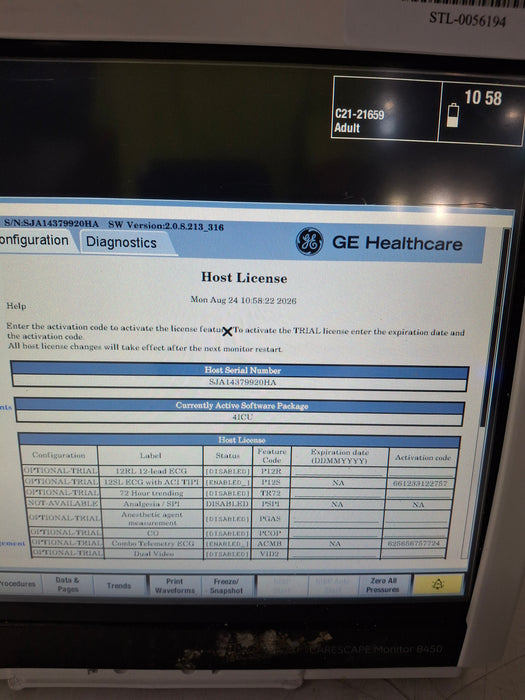 GE Healthcare Carescape B450 Critical Care Patient Monitor