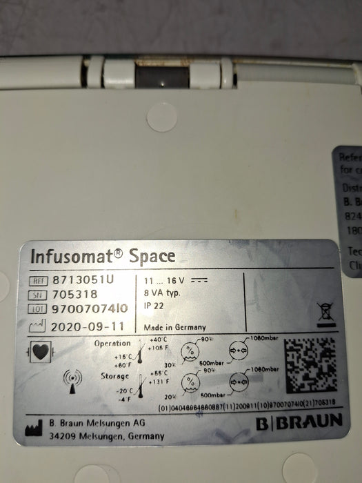 B. Braun Infusomat Space w/Pole Clamp Infusion Pump