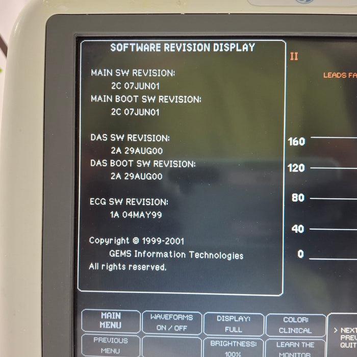 GE Healthcare Dash 4000 - Masimo SpO2 Patient Monitor