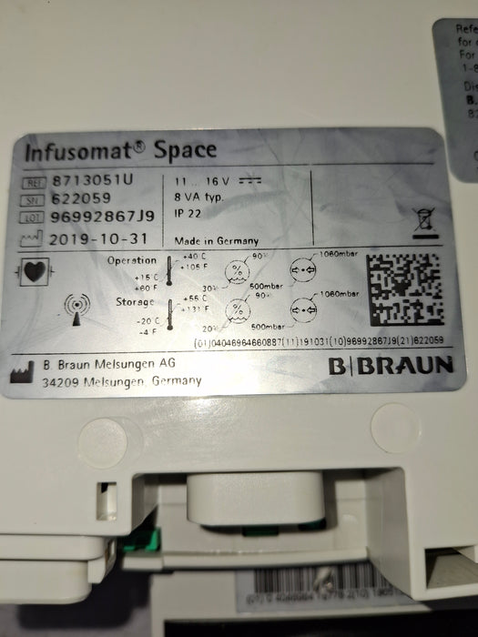 B. Braun Infusomat Space w/Pole Clamp Infusion Pump