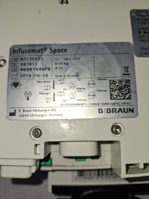 B. Braun Infusomat Space w/Pole Clamp Infusion Pump