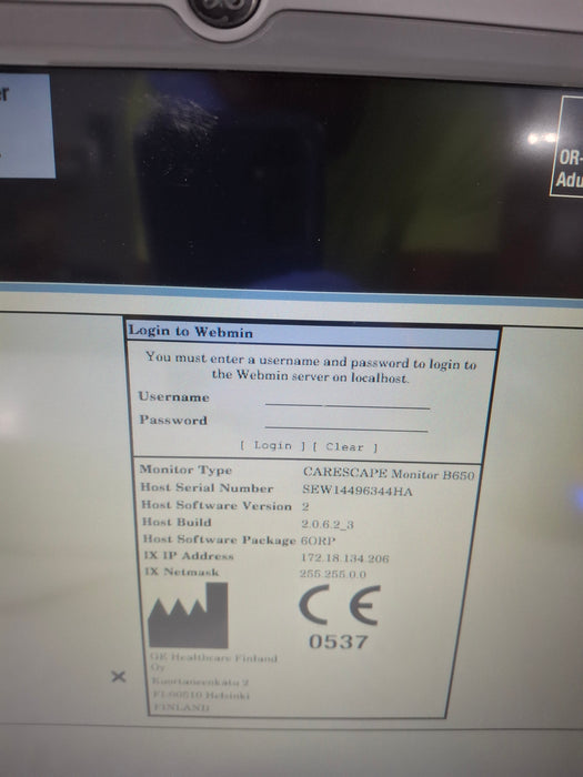 GE Healthcare Carescape B650 Anesthesia Care Patient Monitor