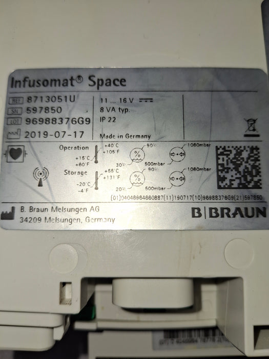 B. Braun Infusomat Space w/Pole Clamp Infusion Pump