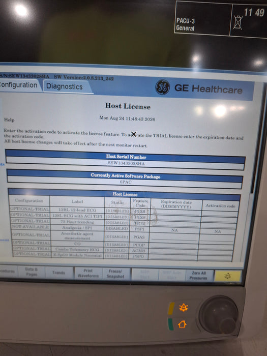 GE Healthcare Carescape B650 Post Anesthesia Care Patient Monitor