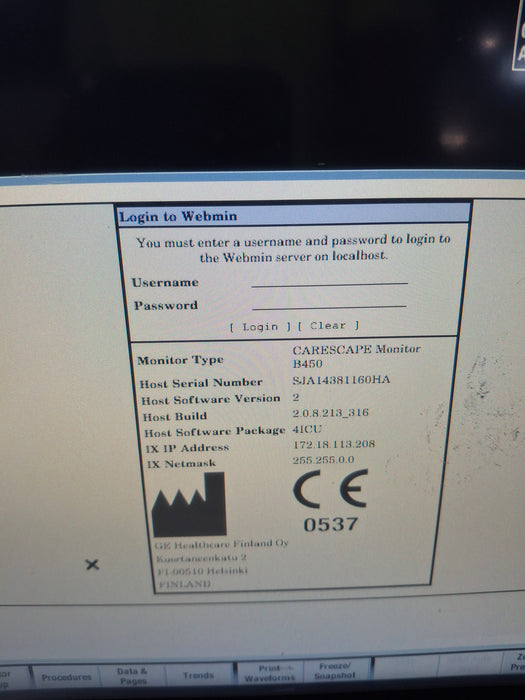 GE Healthcare Carescape B450 Critical Care Patient Monitor