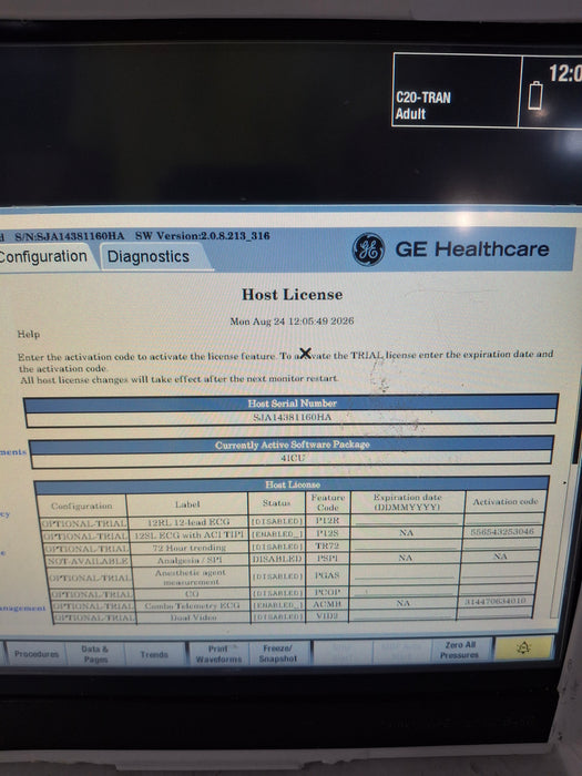 GE Healthcare Carescape B450 Critical Care Patient Monitor